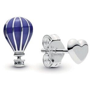 PANDORA Hot Air Balloon and Heart Stud Earrings w Dust Bag NWT